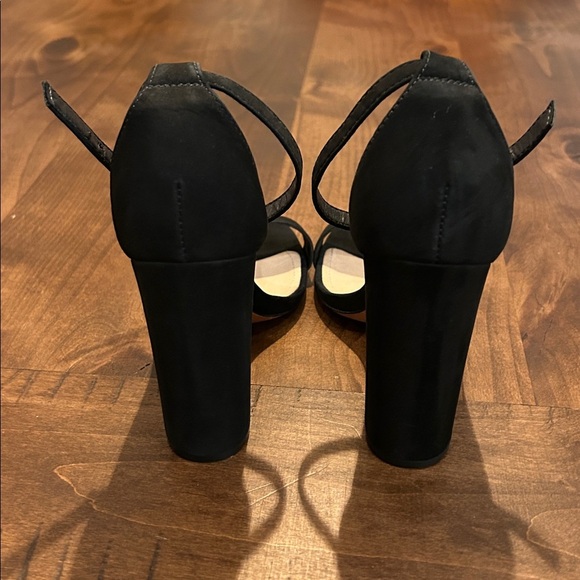 Schutz Black Suede Block Heel Ankle Strap Heels - Picture 4 of 7